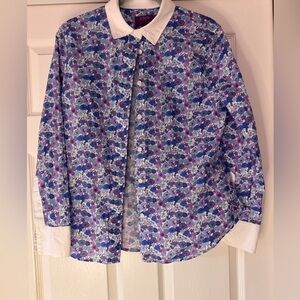 J. Crew Blue and Purple Floral Shirt